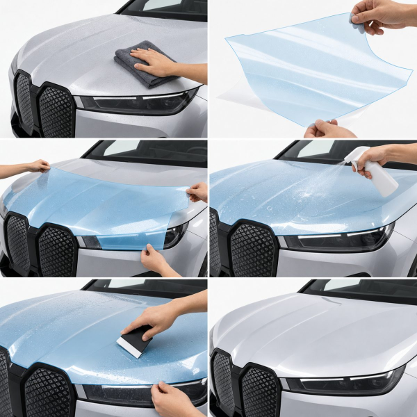 Антигравийная защитная бронепленка по лекалам для BMW iX I20 2021- зоны дверей и стойки окон