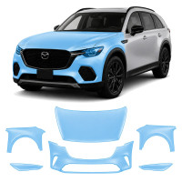 Антигравийная защитная бронепленка по лекалам для Mazda CX-70 2024- передняя часть авто (капот бампер фары крылья)