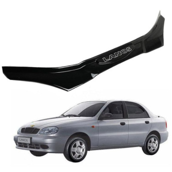 Дефлектор капота мухобойка для Daewoo Lanos 2005- Кріплення Пластина та скотч Voron Glass