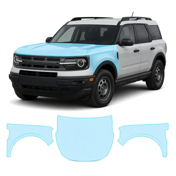 Антигравийная защитная бронепленка по лекалам для Ford Bronco Sport I 2021-2024 - капот и передние крылья