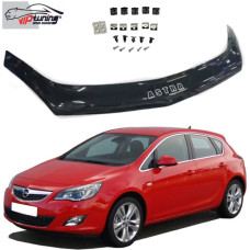 Дефлектор капота мухобойка для Opel Astra J 2009-2015 Евро Крепление (Vip Tuning) OP21