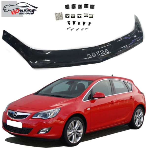Дефлектор капота мухобойка для Opel Astra J 2009-2015 Евро Крепление (Vip Tuning) OP21