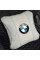 Подушка на підголівник з логотипом Bmw Екошкіра 3D Кольоровий лого Сірий 1 шт