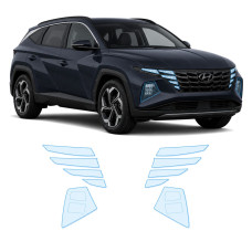 Антигравийная защитная бронепленка по лекалам для Hyundai Tucson NX4 2020-2023 - оптика (фары и ПТФ)