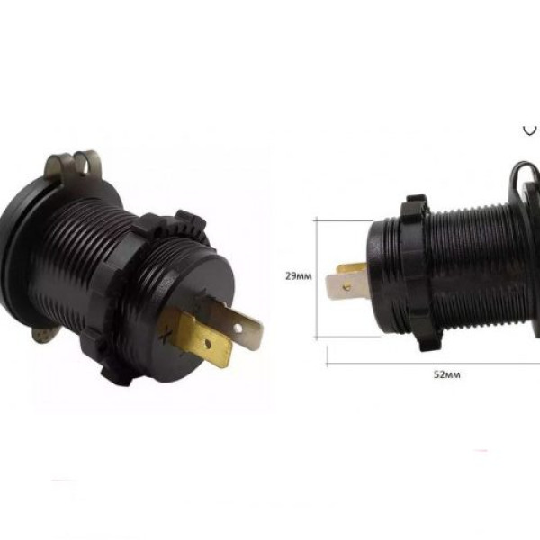 Гніздо прикурювача під 1 USB DC 12-24V / 5V QC 3.0 (Вольтметр Амперметр Підсвічування)