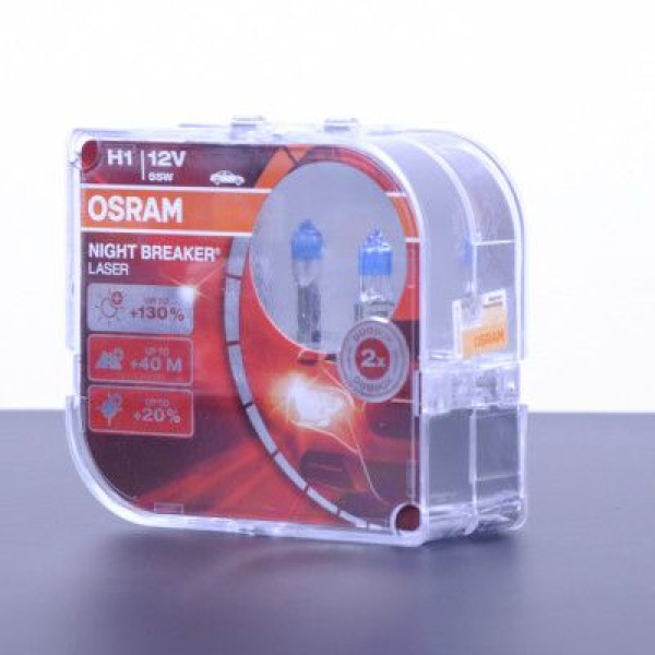 Автолампа галогенная Osram Night Breaker Laser +130% 12V H1 55W 2 шт (64150 NBL +130)