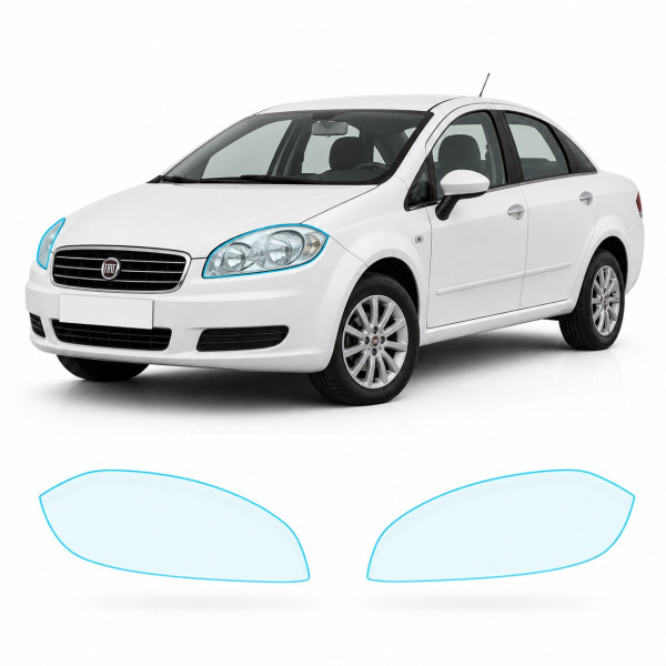 Антигравийная защитная бронепленка по лекалам для Fiat Linea 323 2007-2018 - оптика (фары и ПТФ)