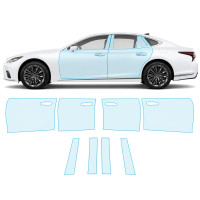 Антигравийная защитная бронепленка по лекалам для Lexus LS XF50 facelift 2021- зоны дверей и стойки окон