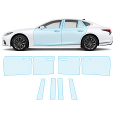 Антигравийная защитная бронепленка по лекалам для Lexus LS XF50 facelift 2021- зоны дверей и стойки окон