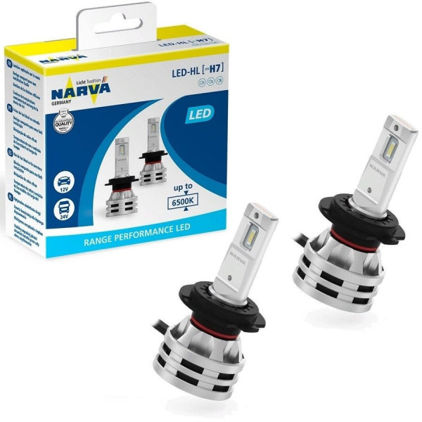 LED лампы автомобильные Narva H7 радиатор кулер 8000Lm / 24W / 6500K / IP67 / 8-48V 2 шт (180333000)
