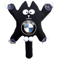 Іграшка на присосці Кіт Саймон XL BMW Жирний Кіт Чорний (Кольоровий логотип 3D)