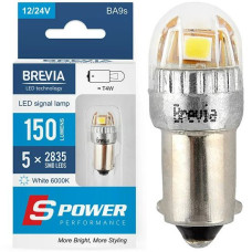 LED автолампа Brevia Spower 12/24V T4W 4x2835SMD 150Lm 6000K CANbus 2 шт BA9s (10219X2)