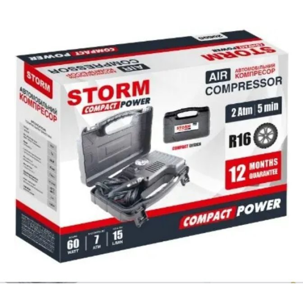 Автомобільний компресор STORM Compact Power 12В / 7 Атм / 15 л / хв / 60 Вт (20600)