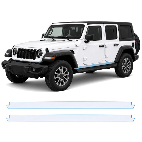 Антигравийная защитная бронепленка по лекалам для Jeep Wrangler JL facelift 2024- нижняя зона кузова пороги