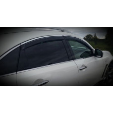 Дефлекторы окон ветровики Infiniti FX35/50/QX70 2009- 4дв Хром молдинг