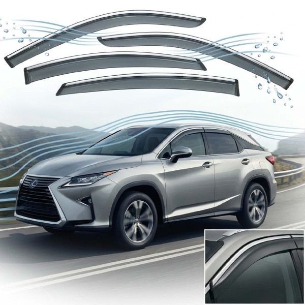 Дефлекторы окон ветровики Benke для Lexus RX 2016- Хром Молдинг Из Нержавеющей Стали 3D (BLXRX1623-W/S)