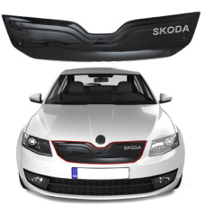 Зимняя накладка на решетку радиатора Skoda Octavia A7 2013-2017 Глянец с Логотипом Voon glass