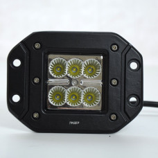 Светодиодная дополнительная LED фара 18W (3W*6) 10-30V 121x91x80 mm Ближний (Врезная) (15-18W) 1 шт (3039)