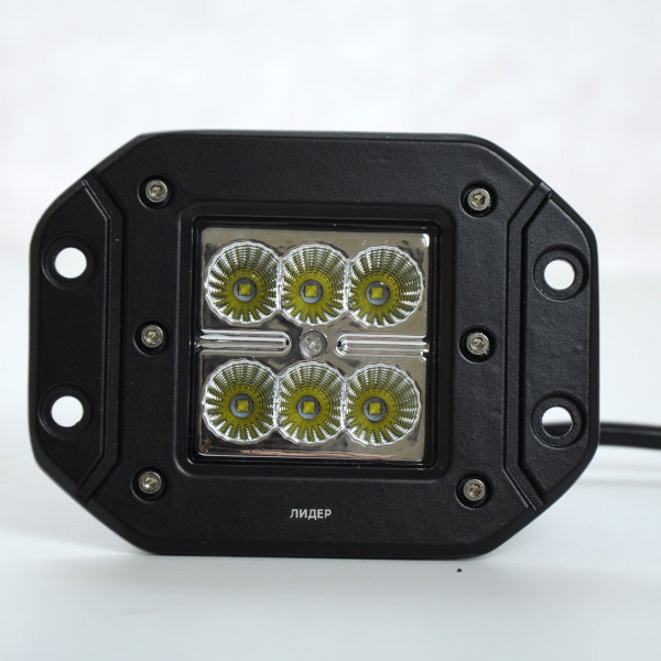 Светодиодная дополнительная LED фара 18W (3W*6) 10-30V 121x91x80 mm Ближний (Врезная) (15-18W) 1 шт (3039)