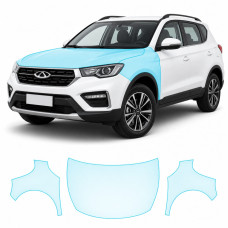 Антигравийная защитная бронепленка по лекалам для Chery Tiggo 3 II facelift 2020- капот и передние крылья