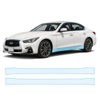 Антигравийная защитная бронепленка по лекалам для Infiniti Q50 V37 facelift 2018-2023 - нижняя зона кузова пороги