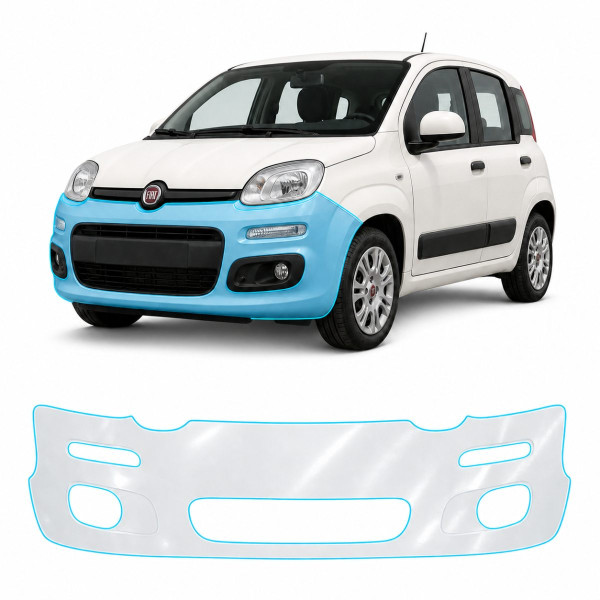 Антигравийная защитная бронепленка по лекалам для Fiat Panda III 2011-2024 - передний бампер
