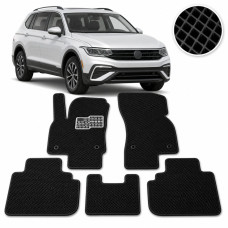 Коврики в салон EVA для Volkswagen Tiguan II USA Allspace 2015- с подпятником Черные-Чорний кант 5 шт