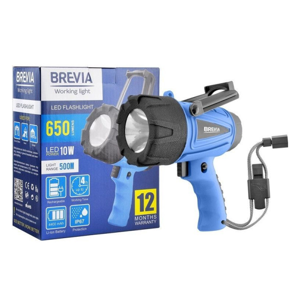 Ліхтар Фарошукач Brevia LED 10W 500М 650 Lm 4400 mAh Micro USB (11600)