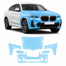 Антигравийная защитная бронепленка по лекалам для BMW X4 G02 facelift 2021- передняя часть авто (капот бампер фары крылья)