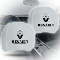 Чехлы на подголовники для Renault (все модели 1990-2026) ткань белые 2 шт
