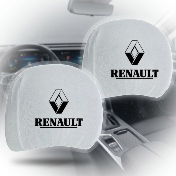 Чехлы на подголовники для Renault (все модели 1990-2026) ткань белые 2 шт
