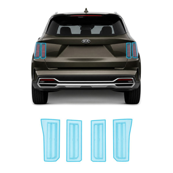 Антигравийная защитная бронепленка по лекалам для Kia Sorento MQ4 2020-2023 - задние фонари стопы