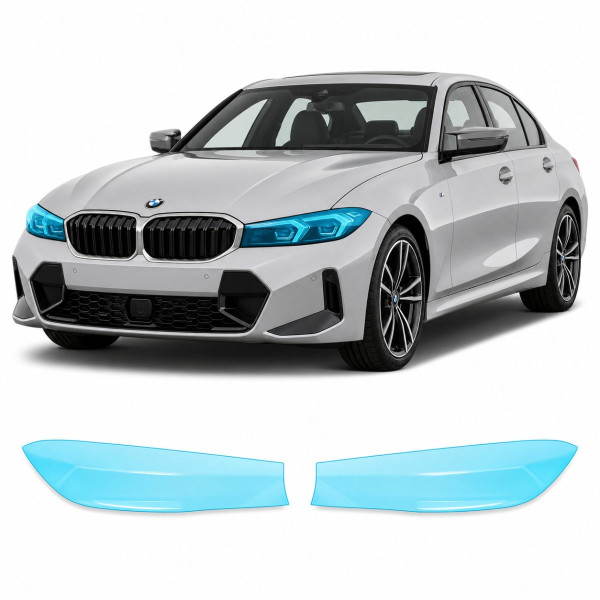 Антигравийная защитная бронепленка по лекалам для BMW 3 Series G20 facelift 2022- оптика (фары и ПТФ)