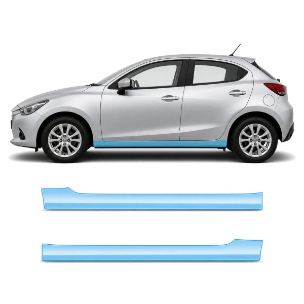 Антигравийная защитная бронепленка по лекалам для Mazda Mazda2 DJ 2014-2019 - нижняя зона кузова пороги