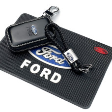 Автонабір №66 для Ford / Килимок панелі / Брелок плетений та чохол для автоключів з логотипом