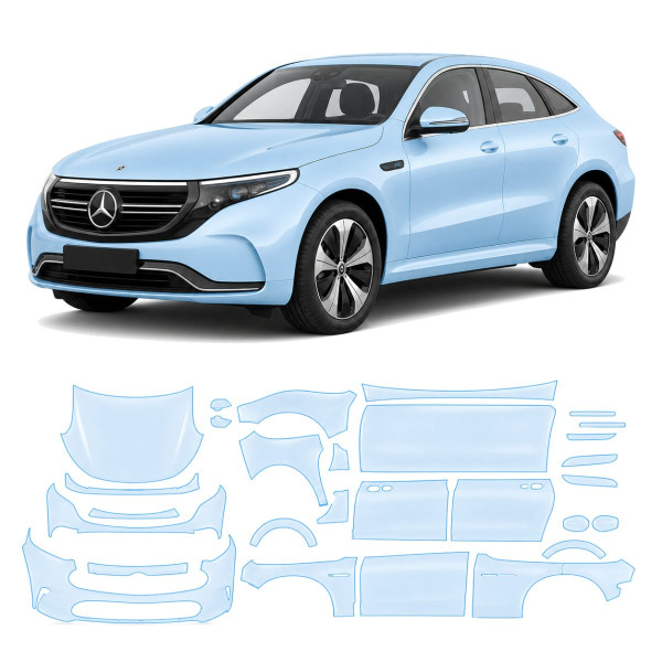 Антигравийная защитная бронепленка по лекалам для Mercedes-Benz EQC N293 2019-2023 - полный кузов