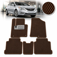 Килимки в салон EVA для Hyundai Sonata YF 2010-2014 з підп'ятником Коричневі 5 шт