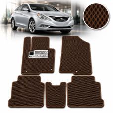 Коврики в салон EVA для Hyundai Sonata YF 2010-2014 с подпятником Коричневые 5 шт