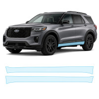 Антигравийная защитная бронепленка по лекалам для Ford Explorer (US) VI facelift 2024- нижняя зона кузова пороги