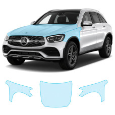 Антигравійна захисна бронеплівка за лекалами для Mercedes-Benz GLC X253 facelift 2019-2022 - капот і передні крила