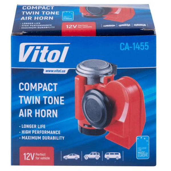 Автомобільний повітряний пневма Vitol 12V Червоний (CA-1455)