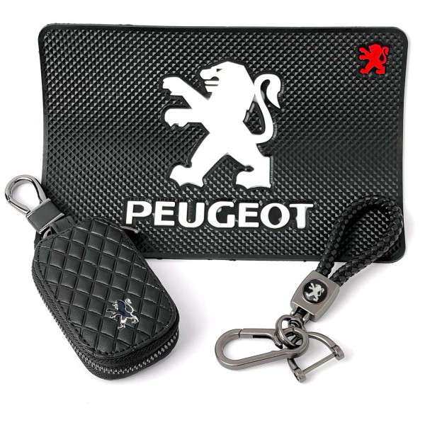 Автонабір №66 для Peugeot Килимок Брелок плетений карабіном чохол для автоключів