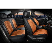 Авточехлы для сидений Алькантара Экокожа Elegant Modena комплект Коричневые (700 137)