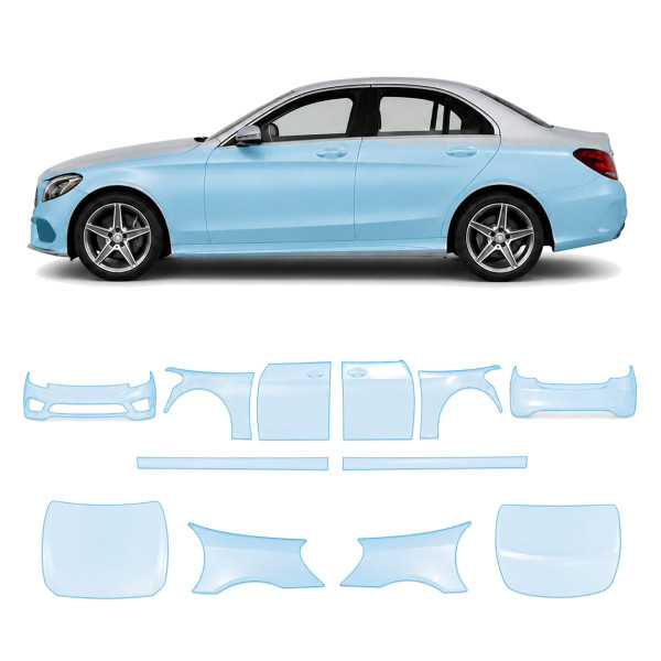 Антигравийная защитная бронепленка по лекалам для Mercedes-Benz C-Class W205 2014-2018 - полный кузов