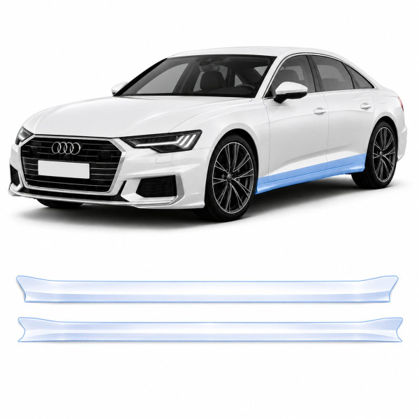 Антигравийная защитная бронепленка по лекалам для Audi A6 C8 facelift 2023-2025 - нижняя зона кузова пороги