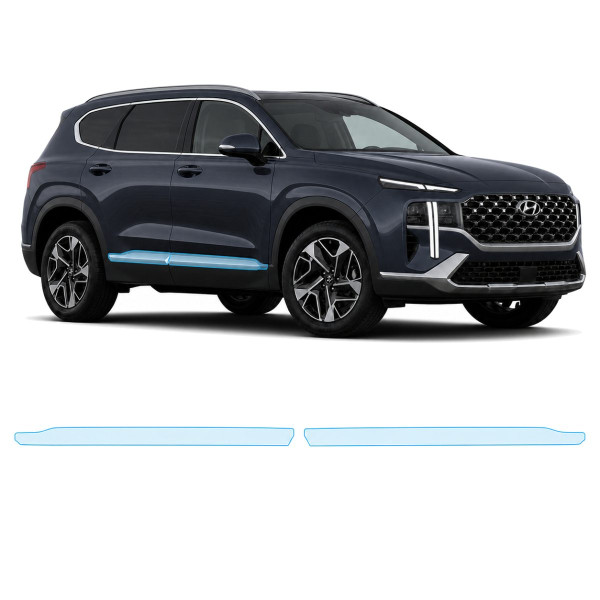 Антигравійна захисна бронеплівка за лекалами для Hyundai Santa Fe TM facelift 2021-2023 - нижня зона кузова пороги