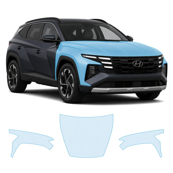 Антигравийная защитная бронепленка по лекалам для Hyundai Tucson NX4 facelift 2024- капот и передние крылья
