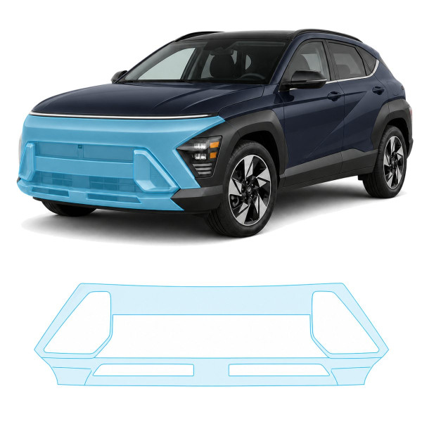 Антигравійна захисна бронеплівка за лекалами для Hyundai Kona SX2 2023- передній бампер