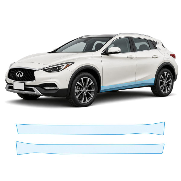 Антигравийная защитная бронепленка по лекалам для Infiniti QX30 H15 2016-2019 - нижняя зона кузова пороги
