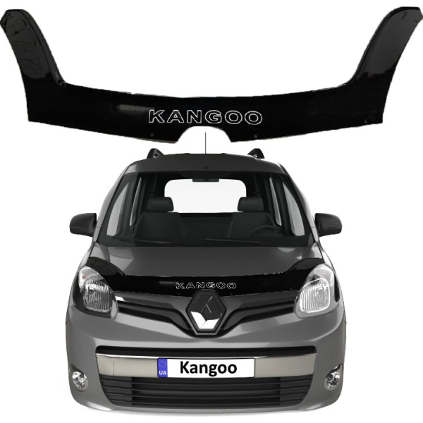 Дефлектор капота мухобойка Renault Kangoo II 2013- Ресталинг Voron Glass